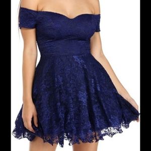 Windsor Navy Lace Formal Short Dress